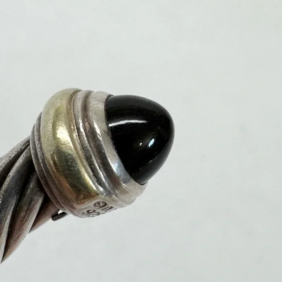 David Yurman 7mm Cable Classic Cuff Bracelet Black Onyx .925 14K - Picture 7 of 11